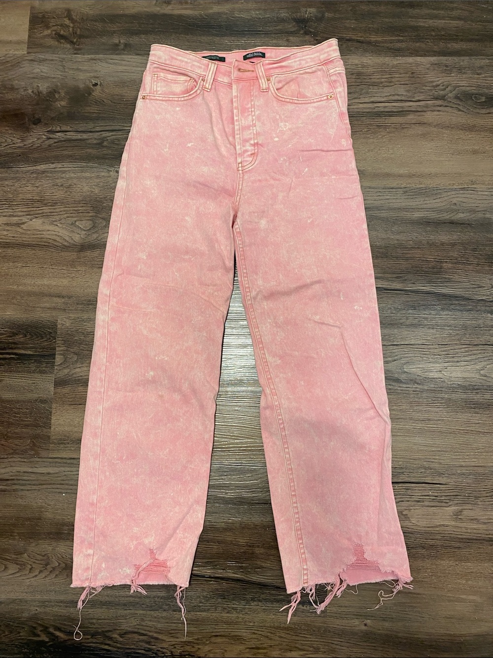 Pink High-Rise Straight Leg Jeans
